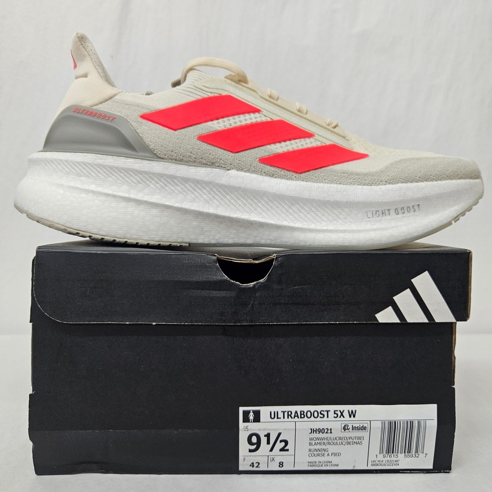 Adidas Ultraboost 5X W Running Shoes JH9021 Wonder White Red Women's Size 9.5
